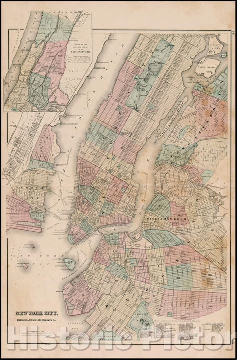Historic Map New York City Brooklyn Jersey City Hoboken Etc 187