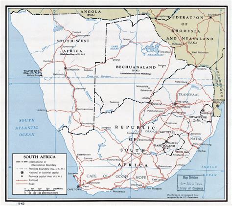 Mapa Grande Detallada Política De África Del Sur Con Carreteras Ferrocarriles Y Las Principales