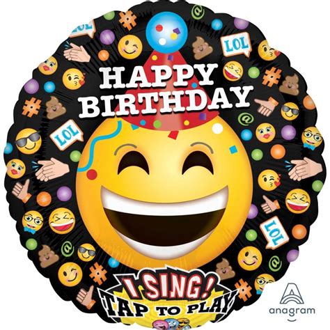 Emoji Sing A Tune Xl Lol Emoticons Happy Birthday Singing Balloon 71cm