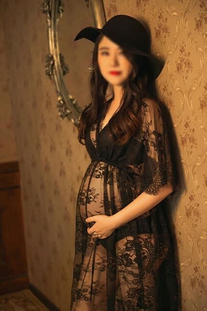 Women Black Maternity Photography Props Secy Lace Dress Elegant Fancy Pregnancy Photo Shoot