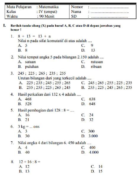 Kunci Jawaban Soal Matematika Kelas 4 Homecare24