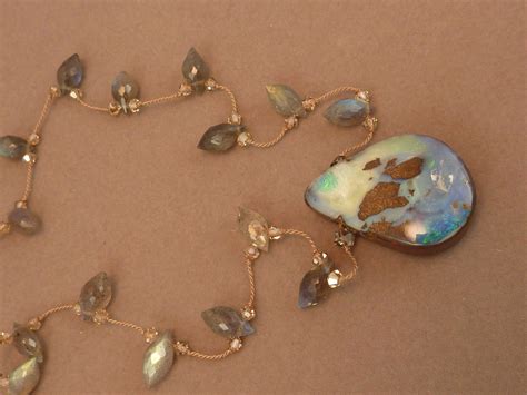 Australian Boulder Opal Pendant Necklace By Ropearoundyourneck