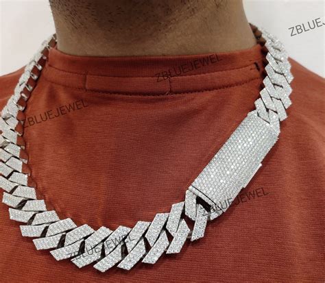 20 Mm 20 Inches Vvs Moissanite Studded Cuban Link Chain Hip Hop