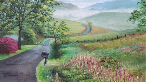 Country Road Landscape Acrylic Painting Live Tutorial Youtube