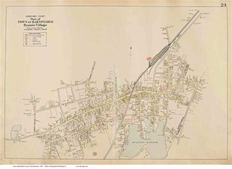 Hyannis Village Barnstable Massachusetts 1910 Old Town Map Reprint