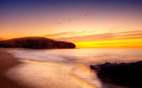 Beach Yellow Sunset Scenery Photo Hd Wallpaper Preview