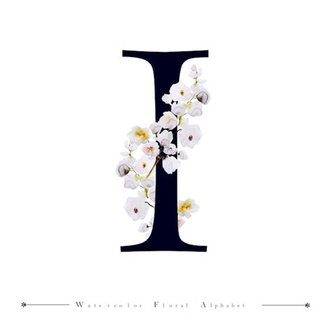 Aquarell Blumenhintergrund Des Alphabet Buchstaben I Premium Vektor