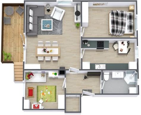 50 Plans 3d Dappartement Avec 2 Chambres Plan Maison Plan Maison 3d