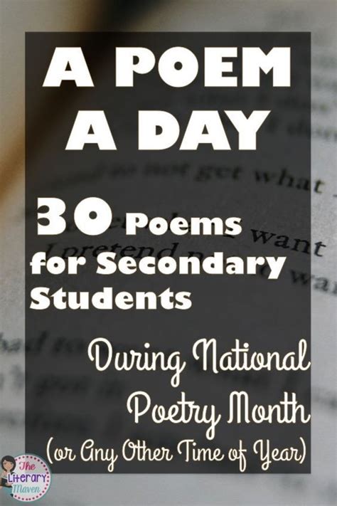 A Poem A Day 30 Poems Secondary Students During National Poetry