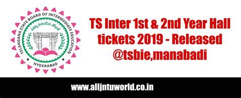 Ts Inter 1st And 2nd Year Hall Tickets 2019 Tsbiemanabadi Released