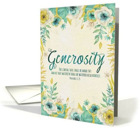 Generosity Thank You Bible Verse Proverbs 1125 Watercolor Flowers Card