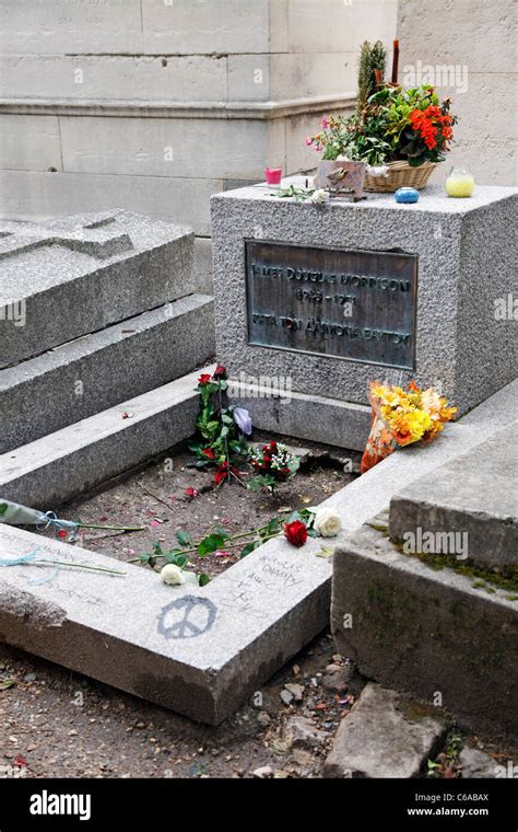 Grave Of Jim Morrison Of The Doors At Pere Lachaise Cemetery In Paris
