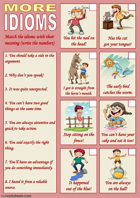 Idioms Interactive And Downloadable Worksheet Check Your Answers