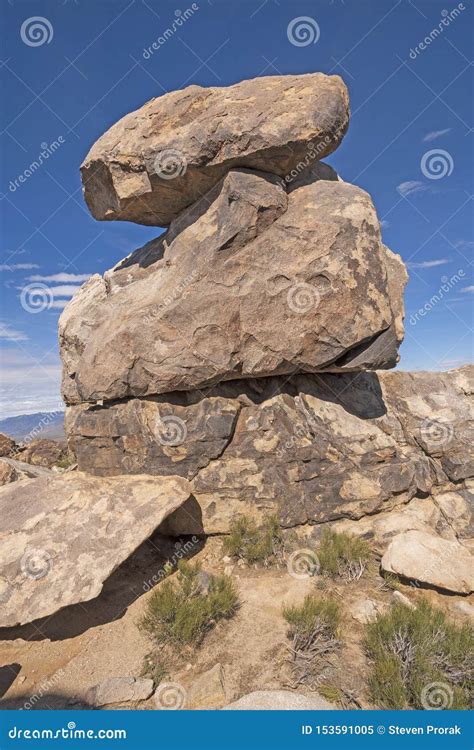 Balanced Boulders At The Top Of A Desert Mountain Stock Image Image