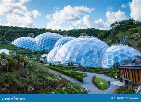 Panoramic View Of The Geodesic Biome Domes At The Eden Project