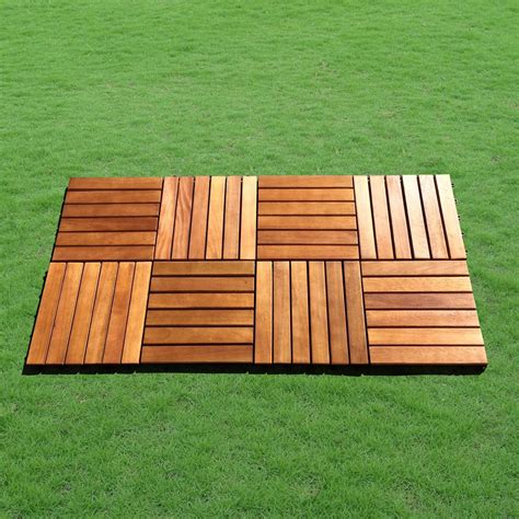 Slat Acacia Interlocking Deck Tile Walmart Com