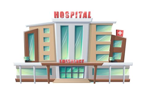 Vector Cartoon Style Hospital Building Isolated On White Background