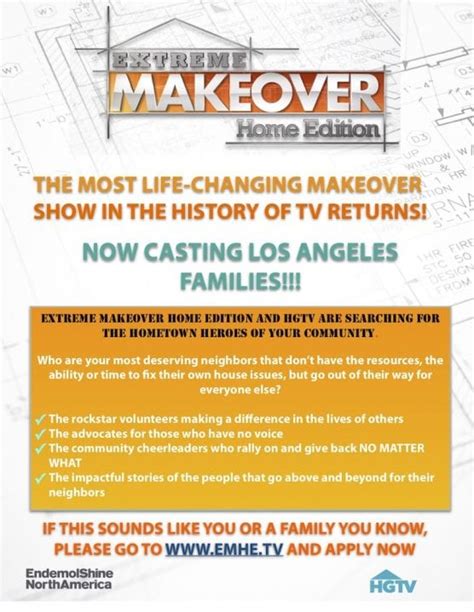 Hgtv Casting In Scv For ‘extreme Makeover Home Edition’ 05 09 2019
