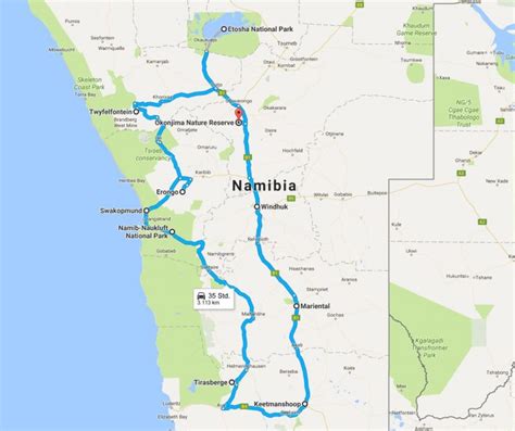 Namibia Reiseroute 3 Wochen Für Selbstfahrer
