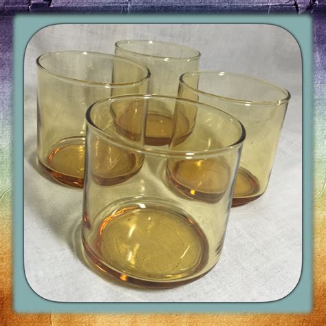 Vintage Libbey Gold Rocks Juice Drinking Glasses Set Of 4 Etsy Drinking Glasses Libbey Vintage