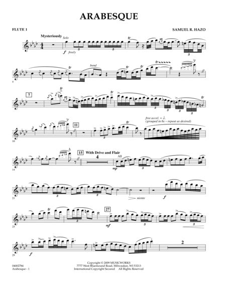 Download Arabesque Flute 1 Sheet Music By Samuel R Hazo Sheet