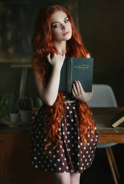 Daily Redhead — Reading In A White Pois Dress
