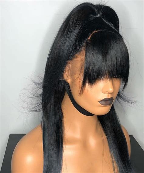 Straight Full Lace Wigs With Bang Brazilian Full Lace Human Hair Wigs