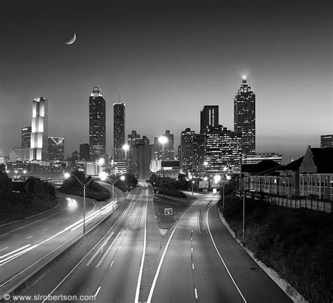 Photo Of Atlanta Skyline At Night With Highway Light