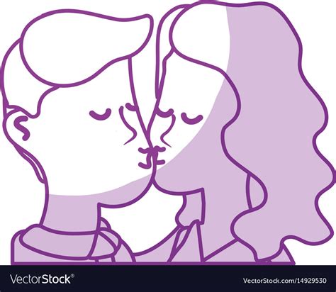 Silhouette Cute Couple Kissing A Romantic Scene Vector Image