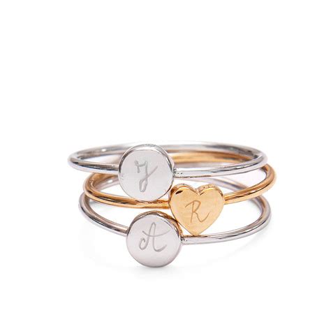 Womens Personalised Initial Stacking Rings By Merci Maman