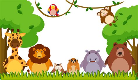 Plantilla De Fondo Con Animales Salvajes En El Parque 447065 Vector En