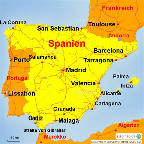 Tripadvisors spanien karte mit hotels, pensionen und hostels: StepMap - Landkarte Spanien - Landkarte für Spanien