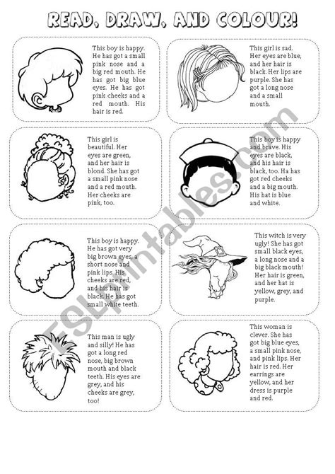 Read Draw And Colour The Faces Esl Worksheet By Tranquilia