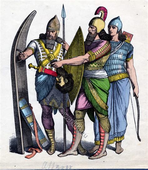 Assyrian Warriors With Large Stand Shield Costume History