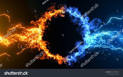 Fire Ice Concept Design Spark 3d Stock Illustration 2019494081