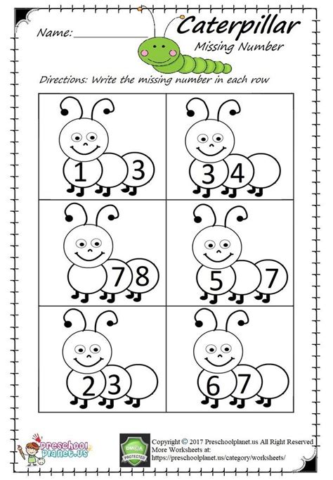 Missing Number Worksheet Pdf Preschool Math Worksheets Kindergarten