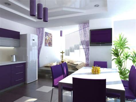contoh desain dapur warna ungu cantik  kalem