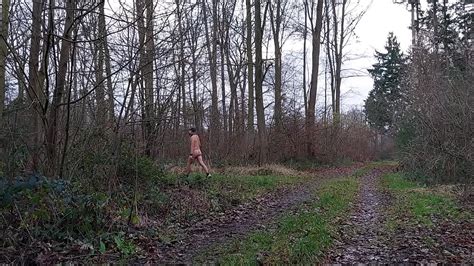 Clip Naked Uncut Unmasked Slave Exposed In Penis Cage Hiking In Rain Outdoor Peeing Dirty Body