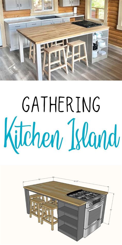 We studied a lot of building plans in the process, but ultimately this plan ended up being a unique build. Gathering Kitchen Island | Build kitchen island, Kitchen island plans, Kitchen island design