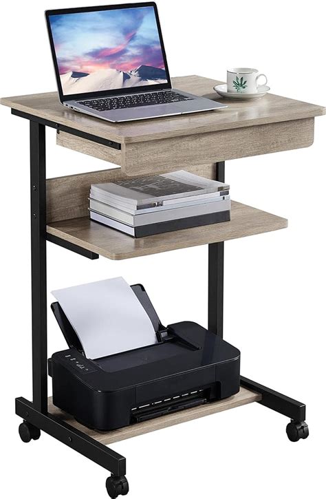 Topeakmart Rolling Computer Desk Cart With Drawer Small