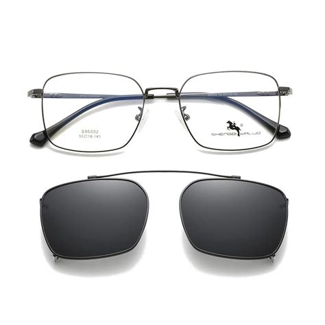 Bclear Mens Full Rim Square Alloy Frame Eyeglasses With Clip On Fuzweb