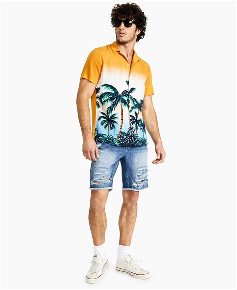 Inc International Concepts Mens Light Wash Ripped Denim Shorts Created For Macys Macys