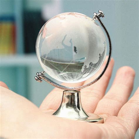 Crystal Glass Frosted World Globe Stand Paperweight Home Desk Wedding Decor K2l3 Ebay