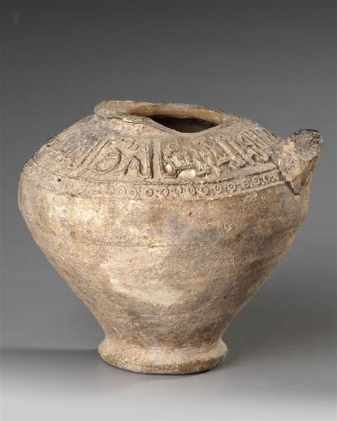 a seljuk unglazed moulded pottery vessel persia 12th 13th century