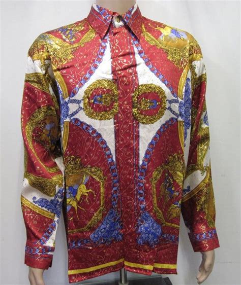 Vintage Mens Silk Shirt Multicolored Style Plato100 Metallic Etsy