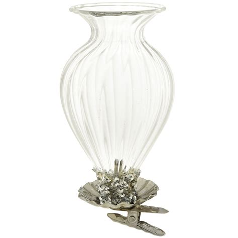 Vase Clear Glass With Metal Clip Ornament
