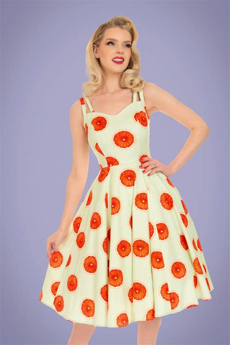Hearts And Roses 50s Juicy Summer Swing Dress In Green Shop At Topvintage