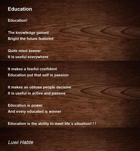 Education Education Poem By Luwi Habte