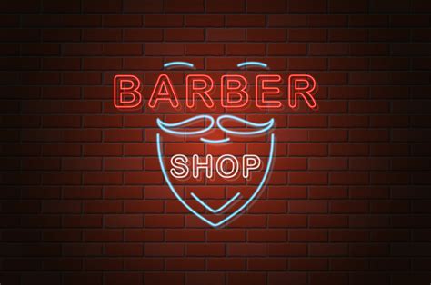 Glowing Neon Signboard Barber Shop Vector Illustration Vector