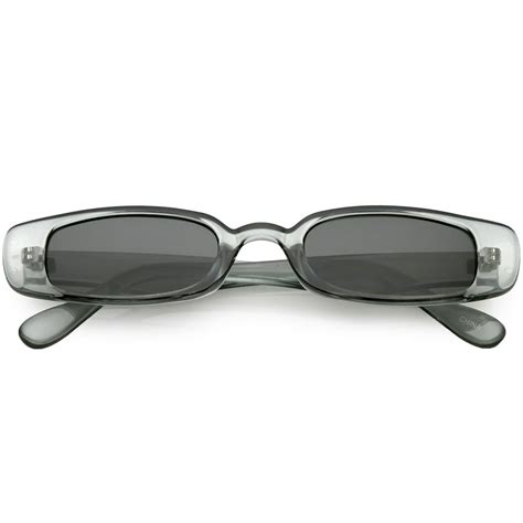 Sunglassla Extreme Thin Small Rectangle Sunglasses Neutral Colored Lens 49mm Smoke Smoke